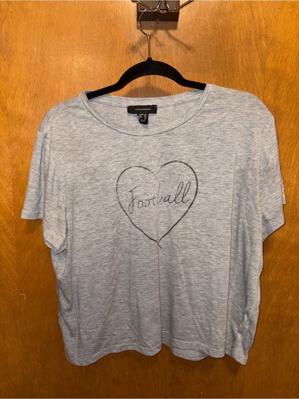 Atmosphere Light Gray Short Sleeve Tee with Heart 'Football' Graphic